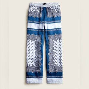 J.Crew Pull On Cropped Pant Scarf Border Print Boho Resort Beach Small